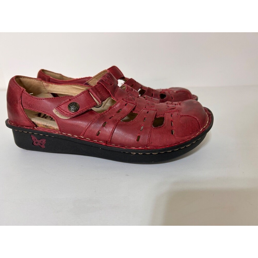 Alegria Women Pesca  Sandal Size 38 US 7.5 Red Leather Shoes - Picture 9 of 13
